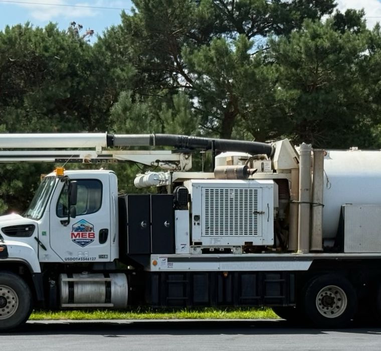 MEB Enterprises hydro vac truck, side view